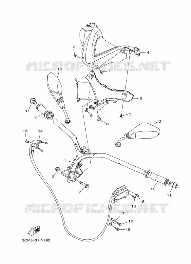 GUIDON ET CABLES Yamaha SCOOTER 125 2016 TRICITY  MW125A