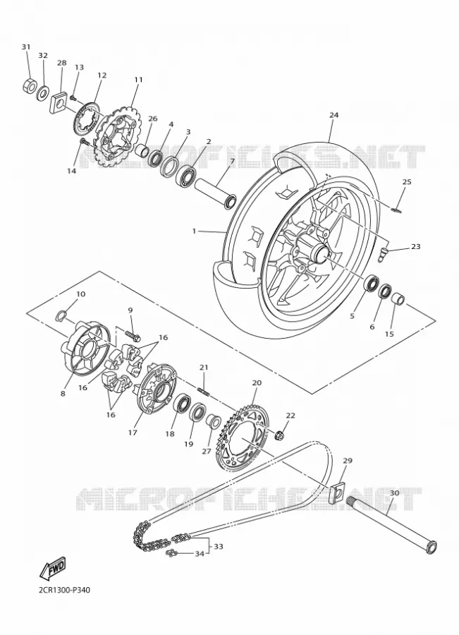 ROUE ARRIERE Yamaha MOTO 1000 2015 YZF-R1  YZF-R1R1