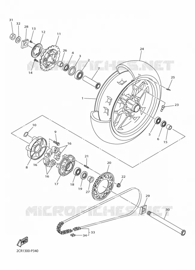 ROUE ARRIERE Yamaha MOTO 1000 2016 R1  YZF-R1