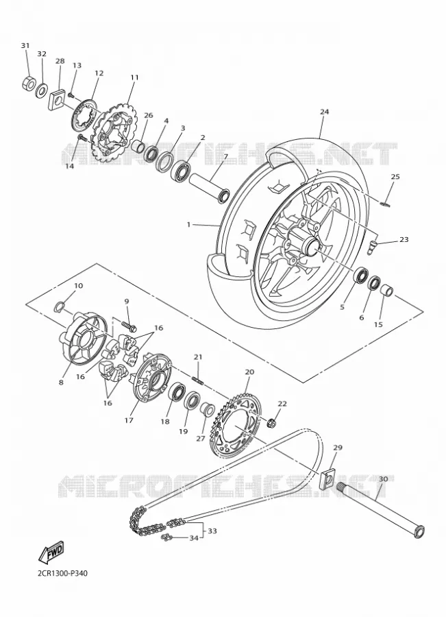 ROUE ARRIERE Yamaha MOTO 1000 2016 R1  YZF-R1
