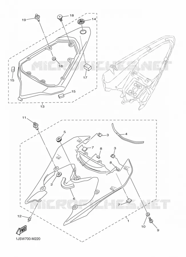 COUVERCLE LATERAL Yamaha MOTO 600 2016 R6  YZF-R6