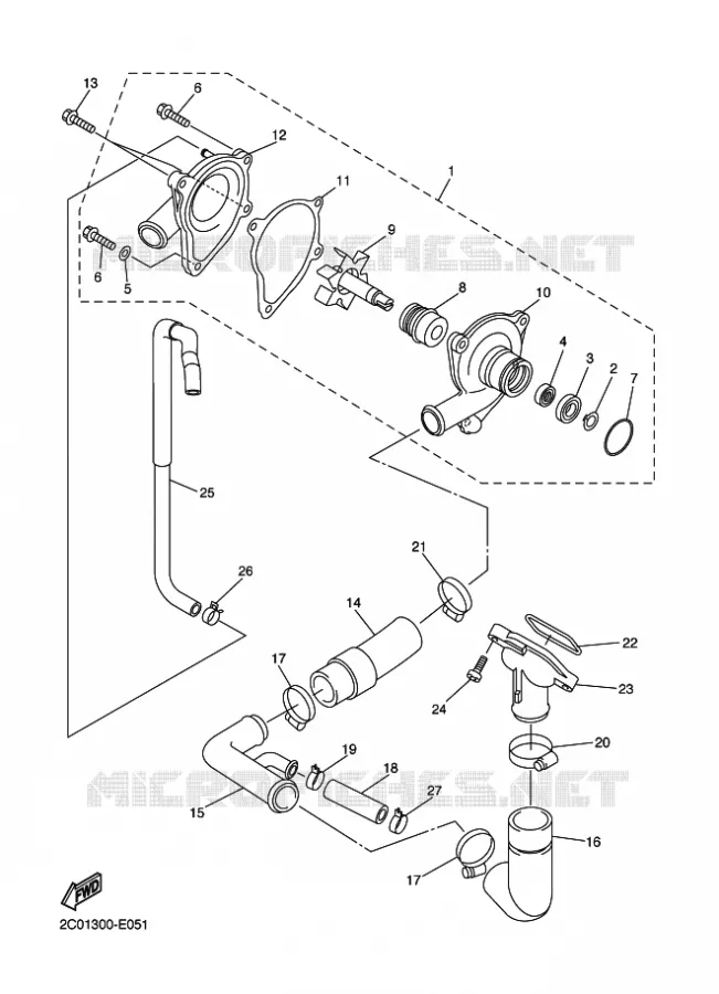 POMPE A EAU / DURITES Yamaha MOTO 600 2016 R6  YZF-R6