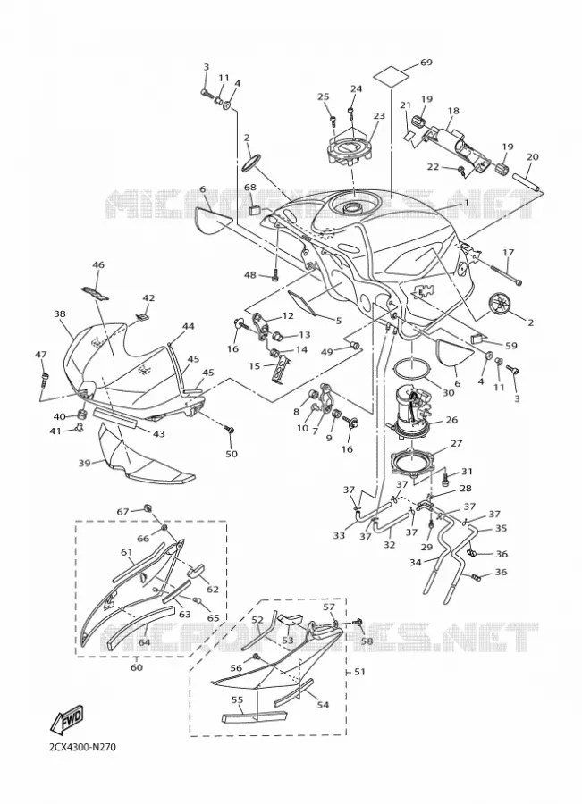 RESERVOIR A ESSENCE Yamaha MOTO 600 2016 R6  YZF-R6