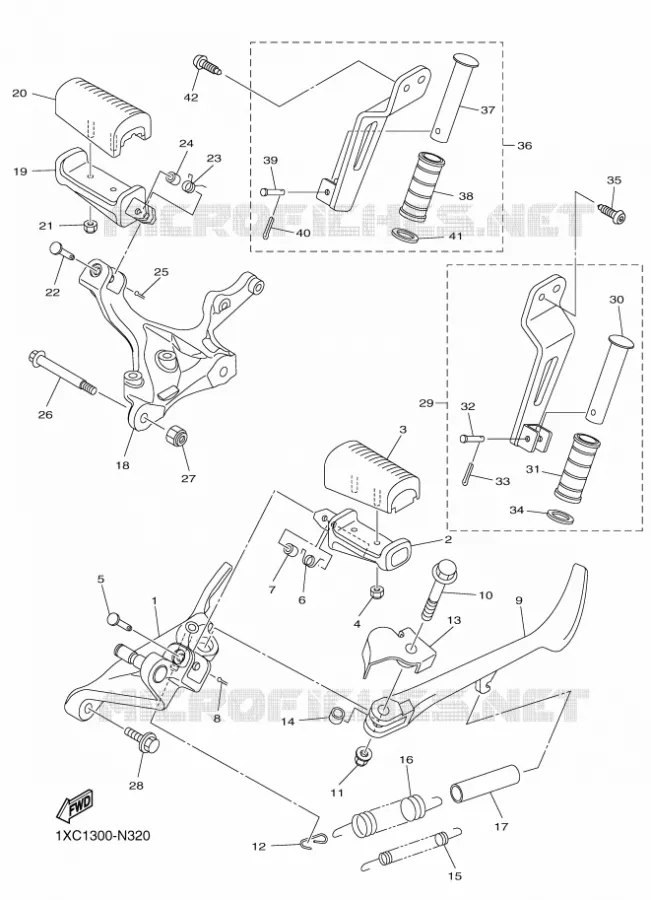 SUPPORT / REPOSE PIEDS Yamaha MOTO 950 2016 XV  XVS950CU