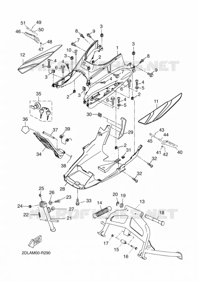 SUPPORT / REPOSE PIEDS Yamaha SCOOTER 125 2017 EVOLIS  YP125RA