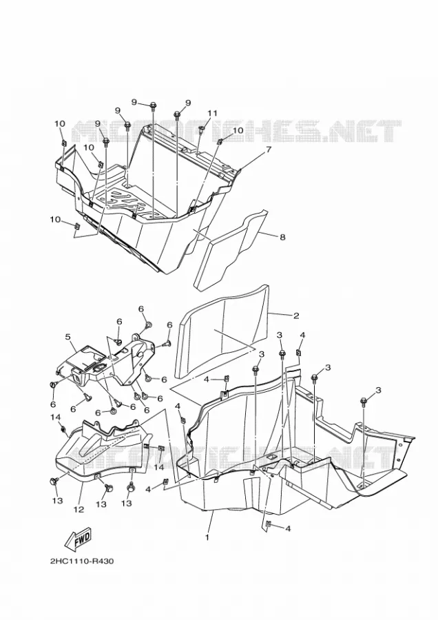 SUPPORT / REPOSE PIEDS Yamaha SIDE BY SIDE 1000 2016 YXZ  YXZ1000R