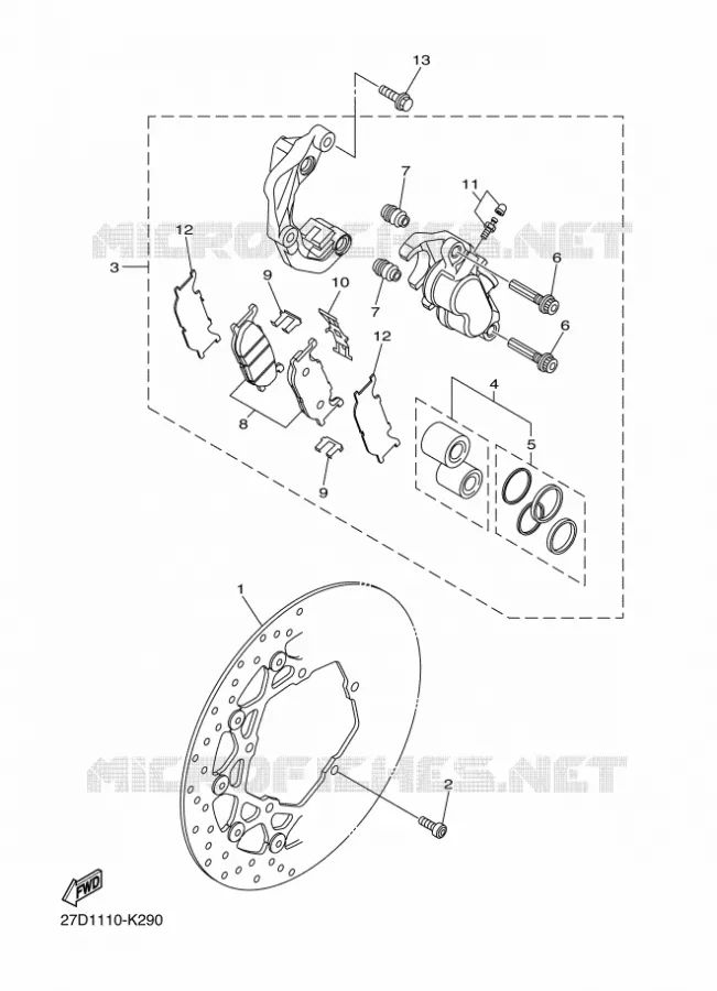 ETRIER DE FREIN AVANT Yamaha MOTO 1300 2016 XVS  XVS1300CU