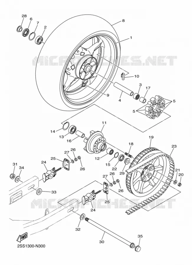 ROUE ARRIERE Yamaha MOTO 1300 2016 XVS  XVS1300CU