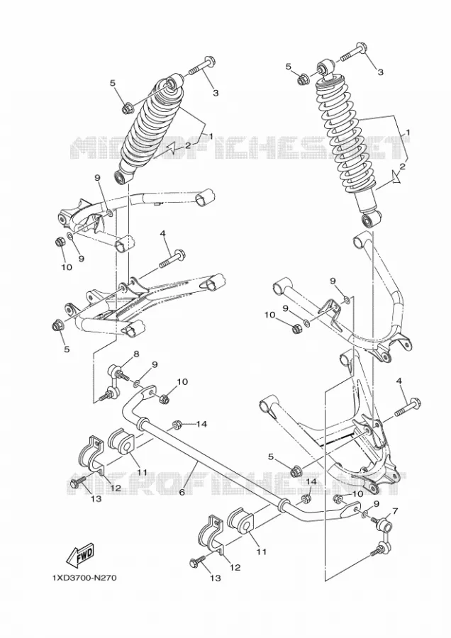 AMORTISSEUR ARRIERE Yamaha SIDE BY SIDE 700 2015 VIKING EPS SE  YXM700ES