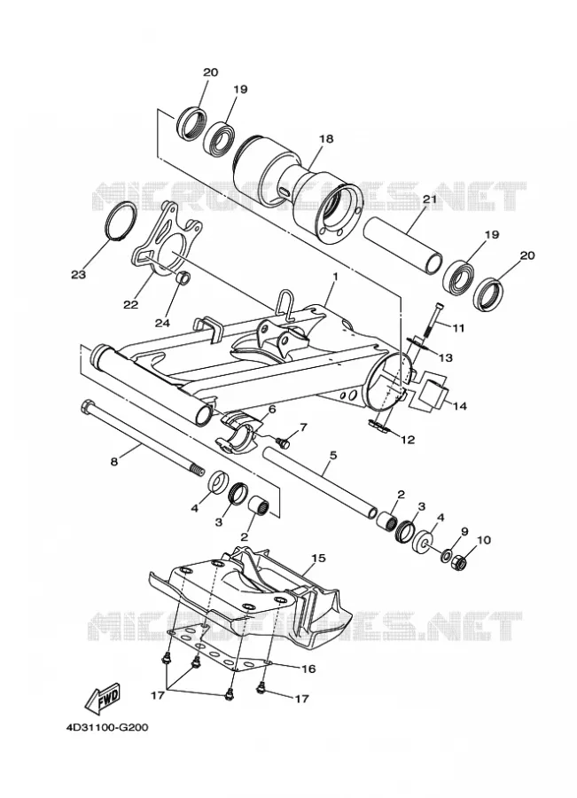 BRAS ARRIERE Yamaha QUAD 250 2009 RAPTOR  YFM250R