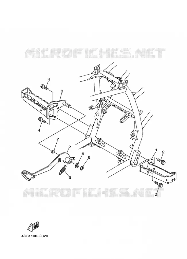 SUPPORT / REPOSE PIEDS Yamaha QUAD 250 2011 RAPTOR  YFM250R
