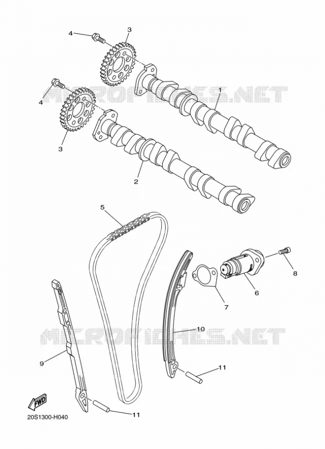 ARBRE A CAMES / CHAINE DE DISTRIBUTION Yamaha MOTO 600 2016 XJ6  XJ6SA