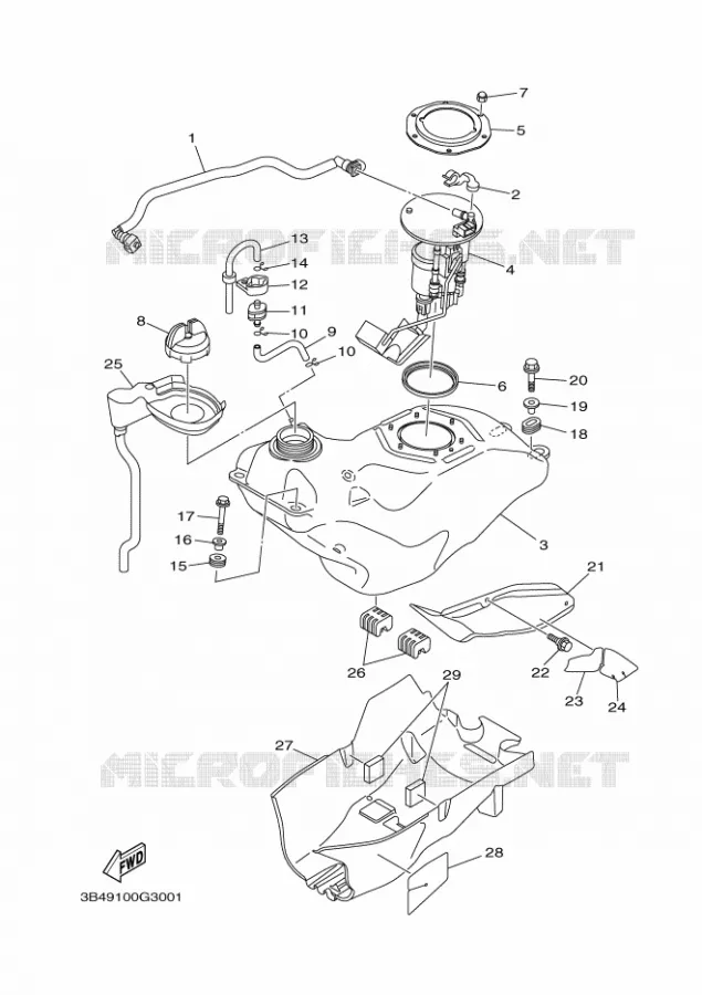 RESERVOIR A ESSENCE Yamaha QUAD 700 2008 GRIZZLY 700  EPS  YFM700FWAD