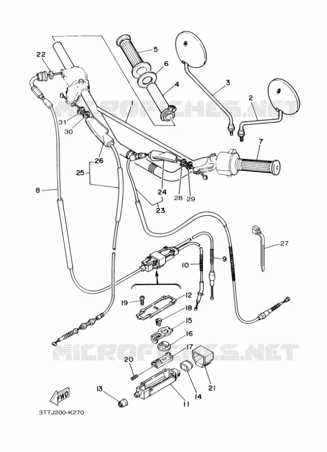 GUIDON ET CABLES Yamaha MOTO 175 2013 DT  DT175