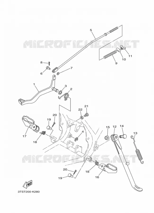 SUPPORT / REPOSE PIEDS Yamaha MOTO 175 2013 DT  DT175