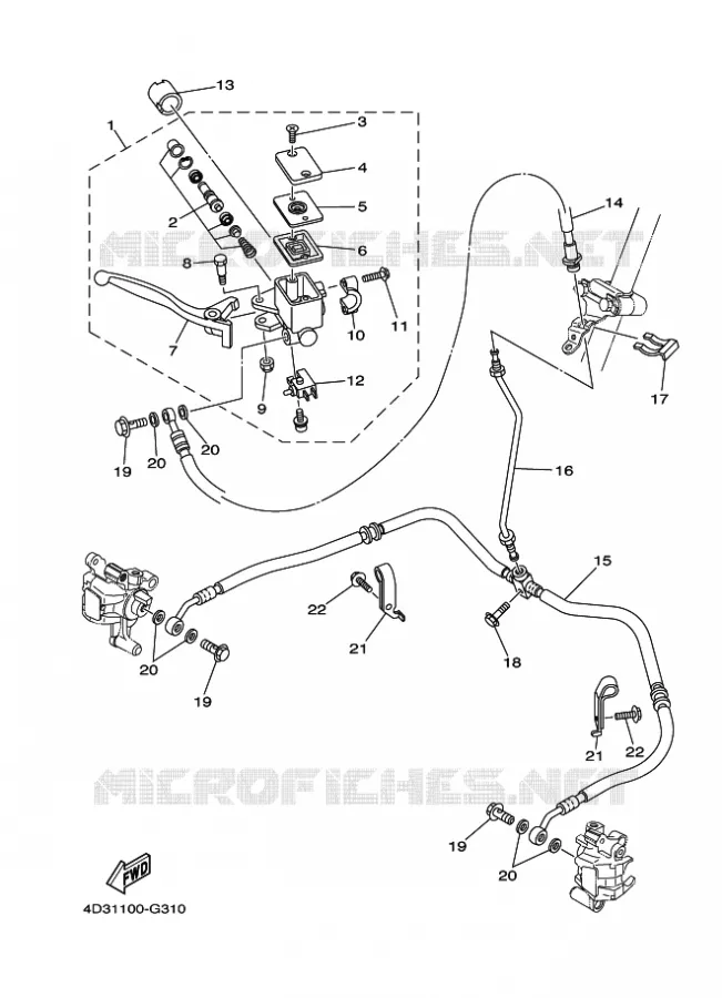 MAITRE CYLINDRE DE FREIN AVANT Yamaha QUAD 250 2008 RAPTOR  YFM250R