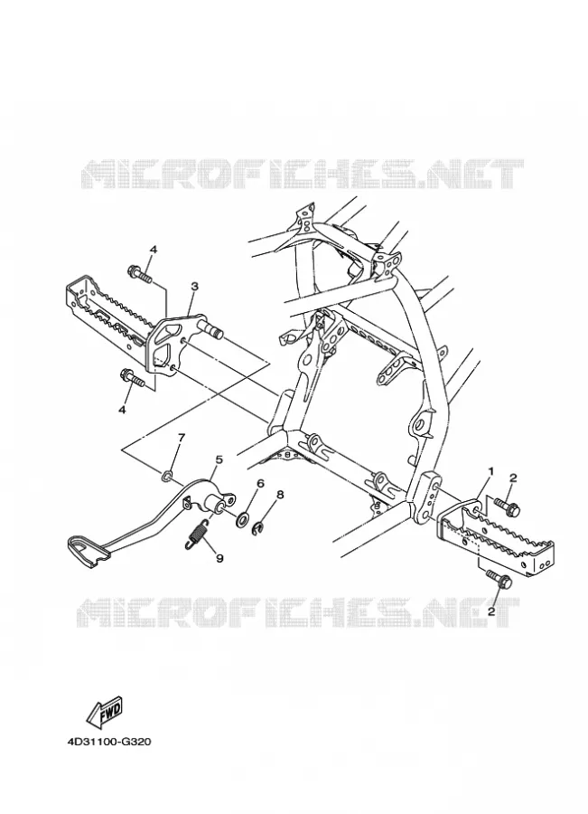 SUPPORT / REPOSE PIEDS Yamaha QUAD 250 2008 RAPTOR  YFM250R
