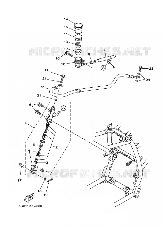 MAITRE CYLINDRE DE FREIN ARRIERE Yamaha QUAD 250 2009 RAPTOR  YFM250R