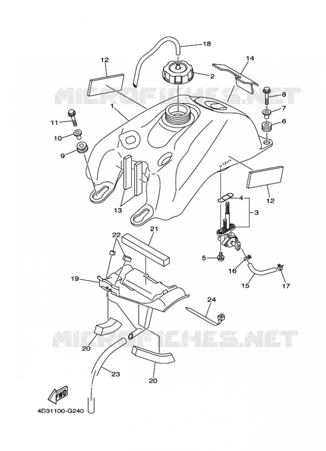 RESERVOIR A ESSENCE Yamaha QUAD 250 2009 RAPTOR  YFM250R