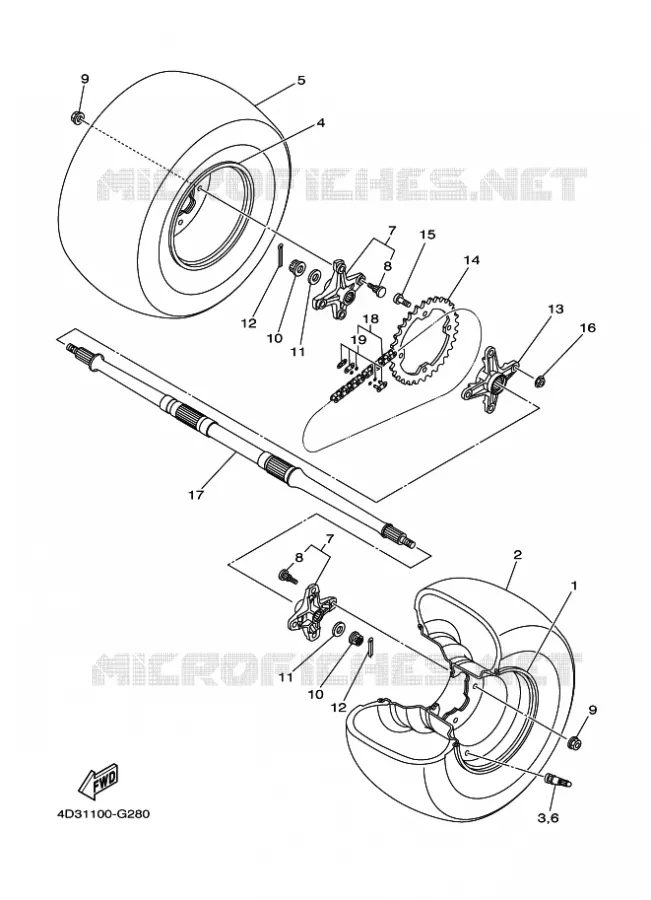 ROUE ARRIERE Yamaha QUAD 250 2009 RAPTOR  YFM250R