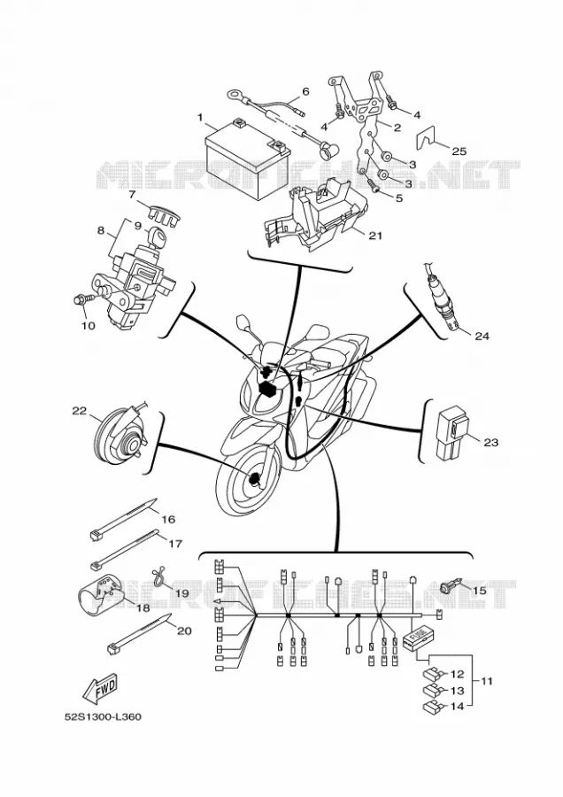 PARTIE ELECTRIQUE 2 Yamaha SCOOTER 151 2016 XENTER  HW151