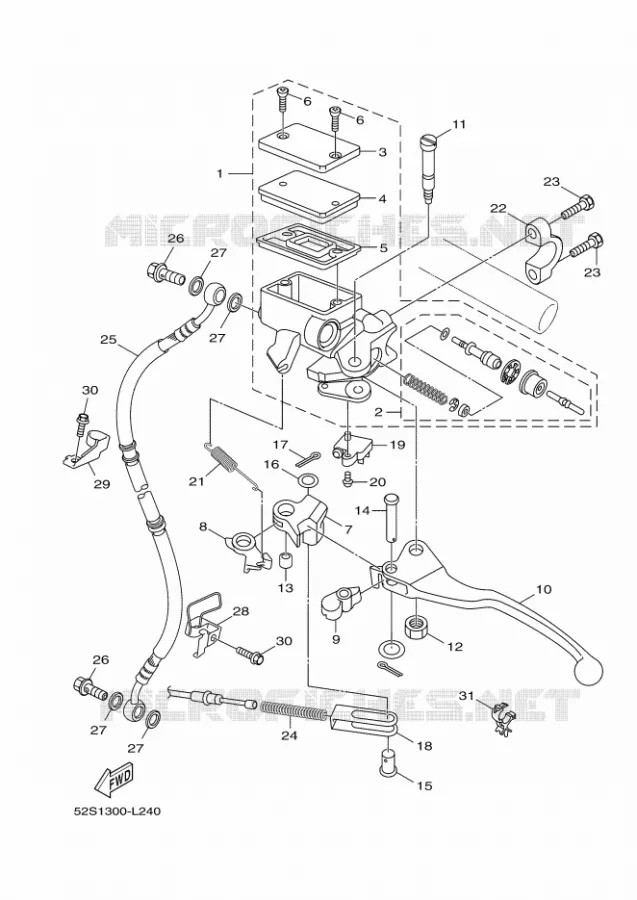MAITRE CYLINDRE DE FREIN AVANT Yamaha SCOOTER 151 2016 XENTER  HW151