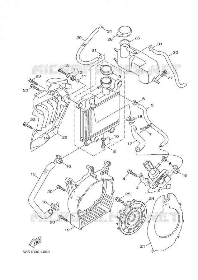 RADIATEUR / DURITES Yamaha SCOOTER 151 2016 XENTER  HW151