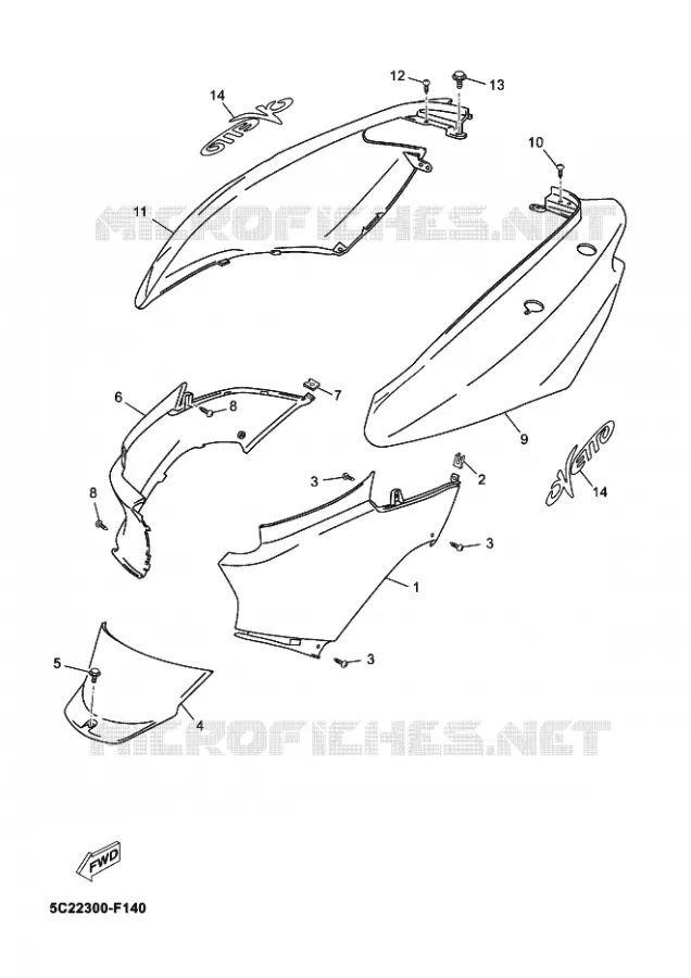 COUVERCLE LATERAL Yamaha SCOOTER 50 2009 OVETTO  YN50