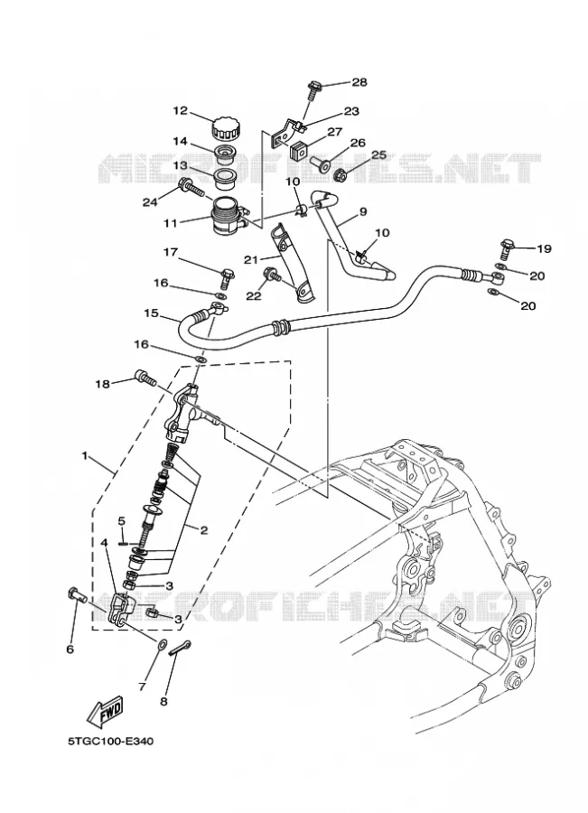 MAITRE CYLINDRE DE FREIN ARRIERE Yamaha QUAD 450 2008 YFZ  YFZ450