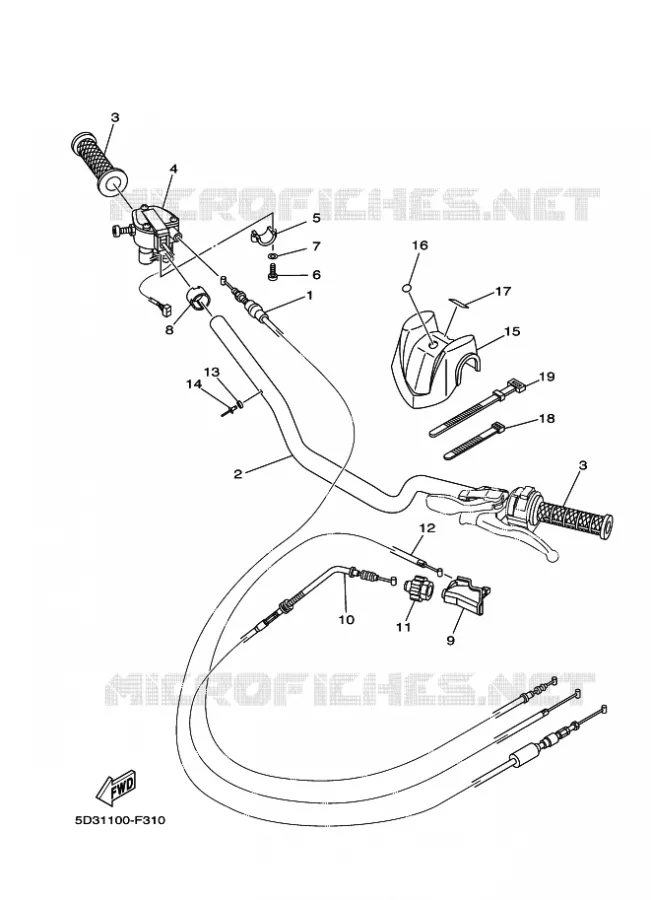 GUIDON ET CABLES Yamaha QUAD 450 2009 YFZ  YFZ450