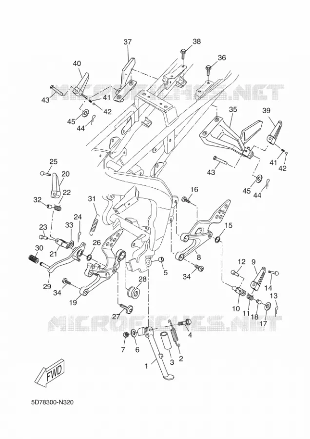 SUPPORT / REPOSE PIEDS Yamaha MOTO 125 2015 YZF-R125 ABS  YZF-R125A