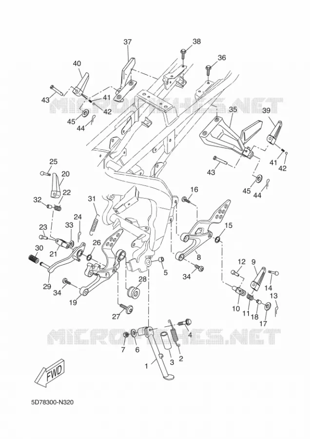 SUPPORT / REPOSE PIEDS Yamaha MOTO 125 2016 R125  YZF-R125