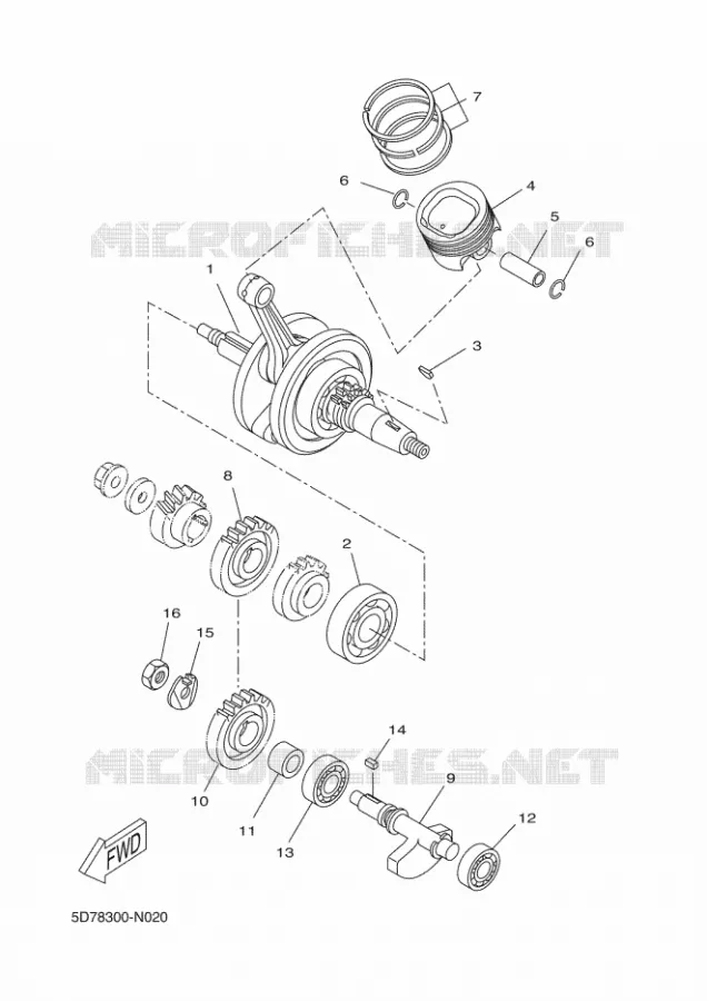VILEBREQUIN / PISTON Yamaha MOTO 125 2016 R125  YZF-R125