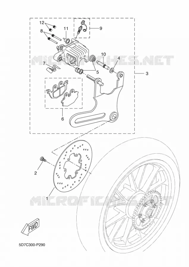 ETRIER DE FREIN ARRIERE Yamaha MOTO 125 2016 R125  YZF-R125