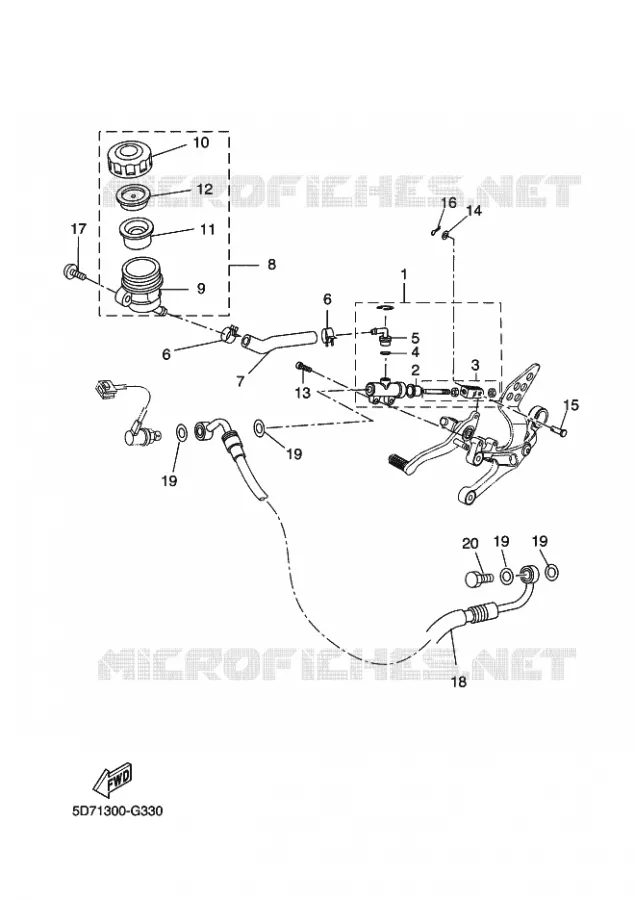 MAITRE CYLINDRE DE FREIN ARRIERE Yamaha MOTO 125 2016 R125  YZF-R125