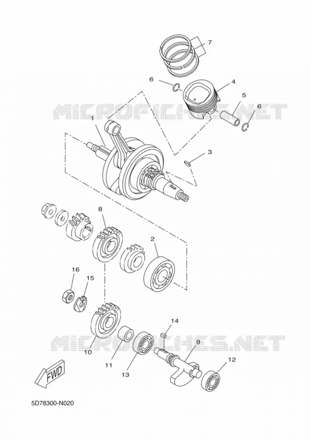 VILEBREQUIN / PISTON Yamaha MOTO 125 2016 R125  YZF-R125