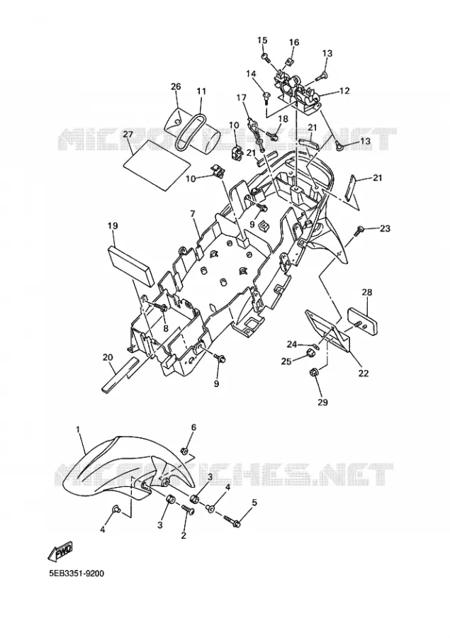 GARDE BOUE Yamaha MOTO 600 1999 R6  YZF-R6