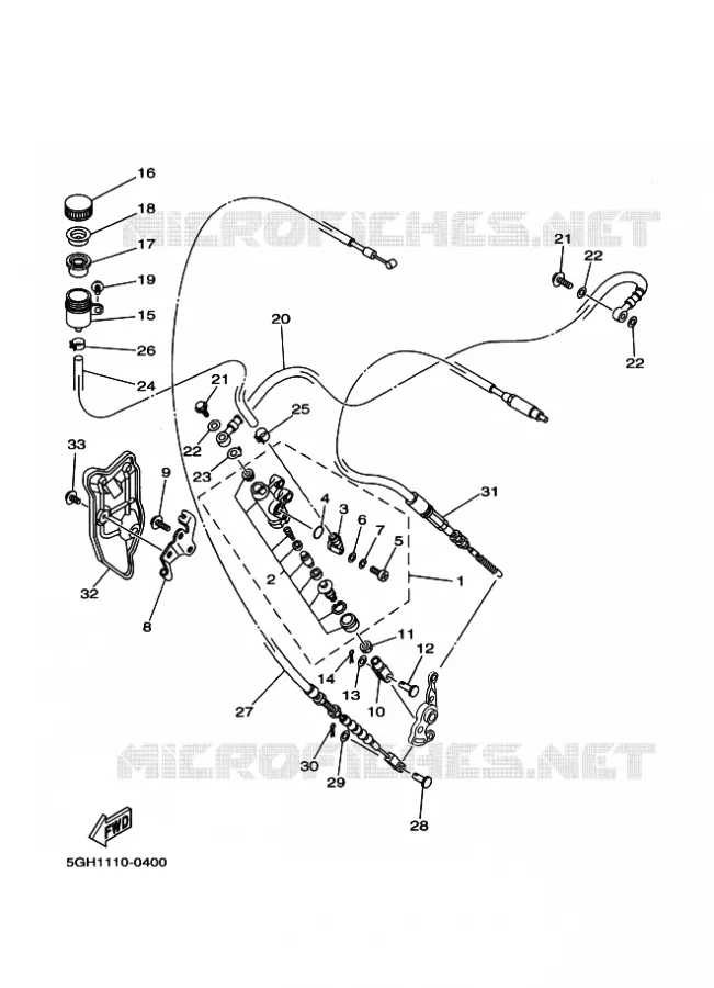 MAITRE CYLINDRE DE FREIN ARRIERE Yamaha QUAD 400 2000 KODIAK  YFM400FWA