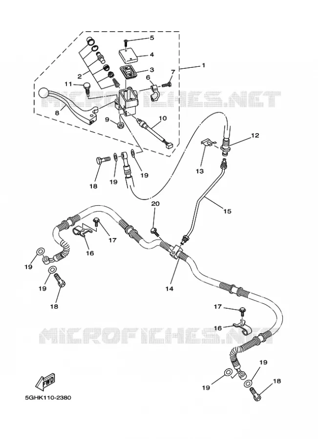 MAITRE CYLINDRE DE FREIN AVANT Yamaha QUAD 400 2002 KODIAK  YFM400FWA