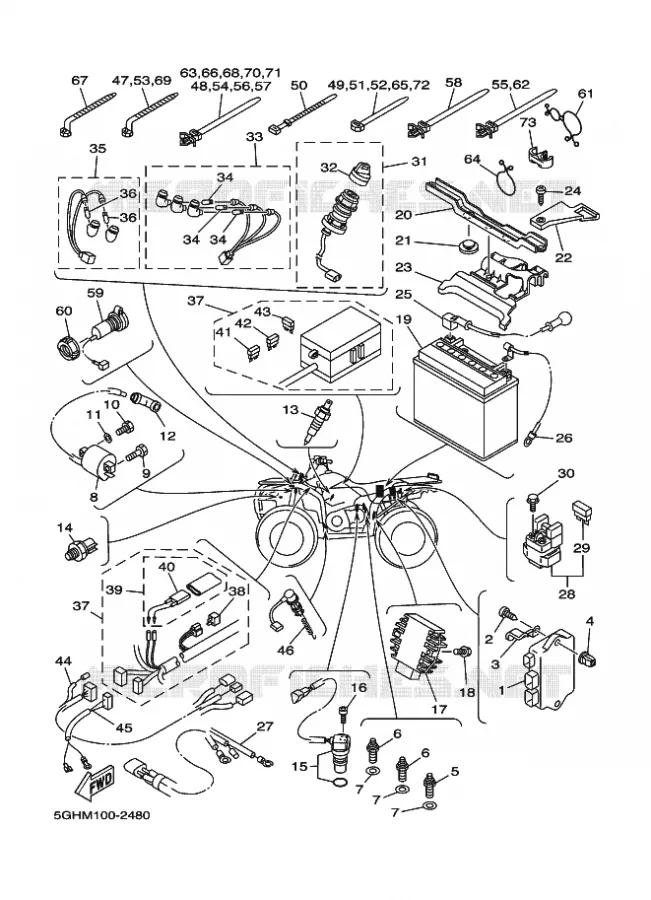 PARTIE ELECTRIQUE 1 Yamaha QUAD 400 2002 KODIAK  YFM400FWA