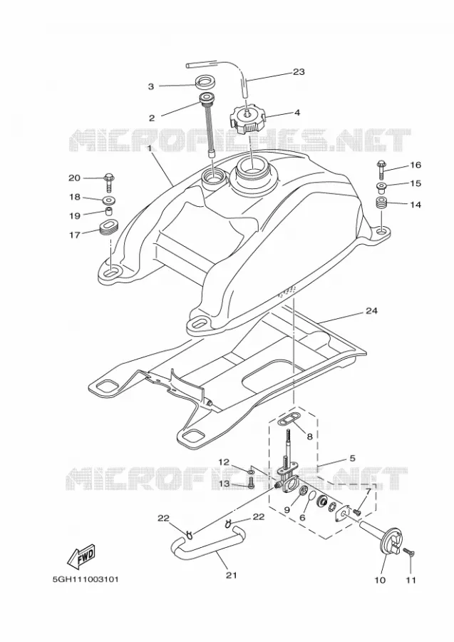 RESERVOIR A ESSENCE Yamaha QUAD 400 2002 KODIAK  YFM400FWA