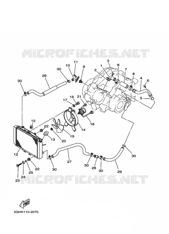 RADIATEUR / DURITES Yamaha QUAD 400 2002 KODIAK  YFM400FWA