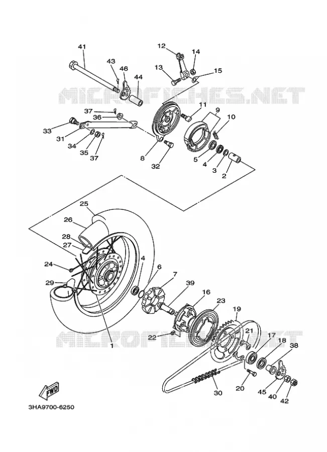 ROUE ARRIERE Yamaha MOTO 100 1999 AG  AG100F