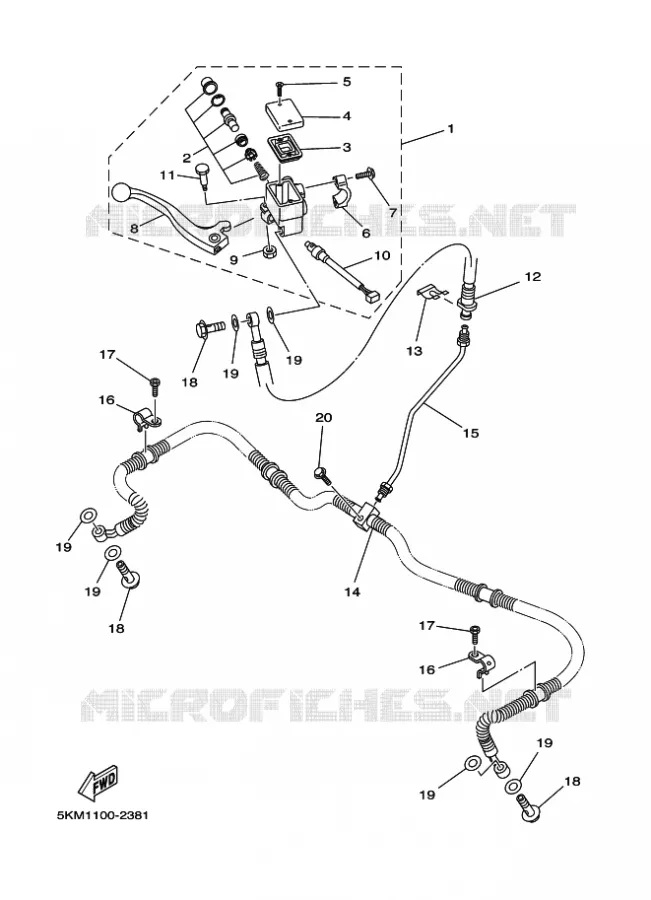 MAITRE CYLINDRE DE FREIN AVANT Yamaha QUAD 660 2003 GRIZZLY  YFM660FWA