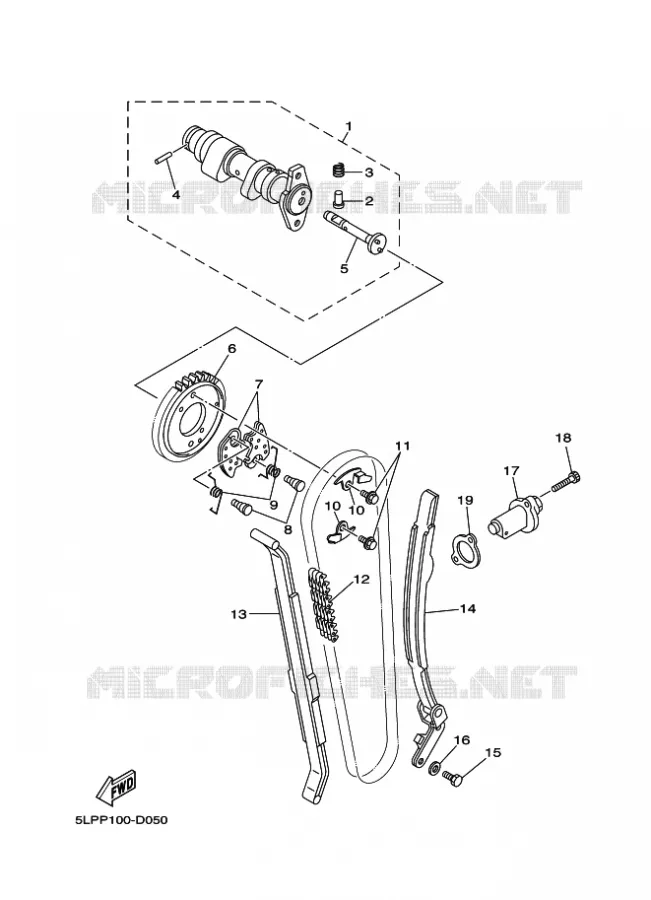 ARBRE A CAMES / CHAINE DE DISTRIBUTION Yamaha QUAD 660 2005 RAPTOR  YFM660R