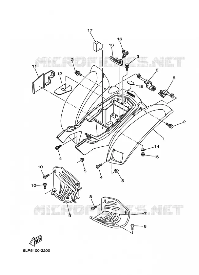 GARDE BOUE ARRIERE Yamaha QUAD 660 2005 RAPTOR  YFM660R