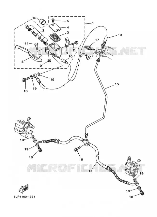 MAITRE CYLINDRE DE FREIN AVANT Yamaha QUAD 660 2005 RAPTOR  YFM660R