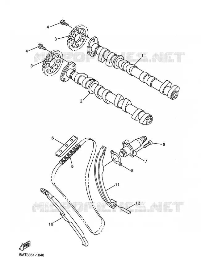 ARBRE A CAMES / CHAINE DE DISTRIBUTION Yamaha MOTO 600 2001 R6  YZF-R6