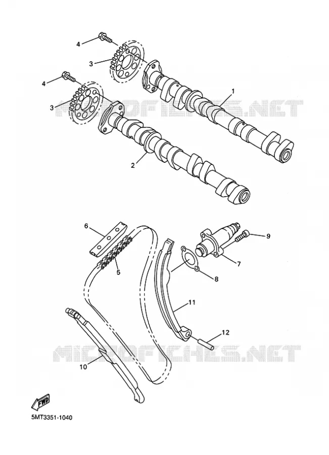 ARBRE A CAMES / CHAINE DE DISTRIBUTION Yamaha MOTO 600 2002 R6  YZF-R6