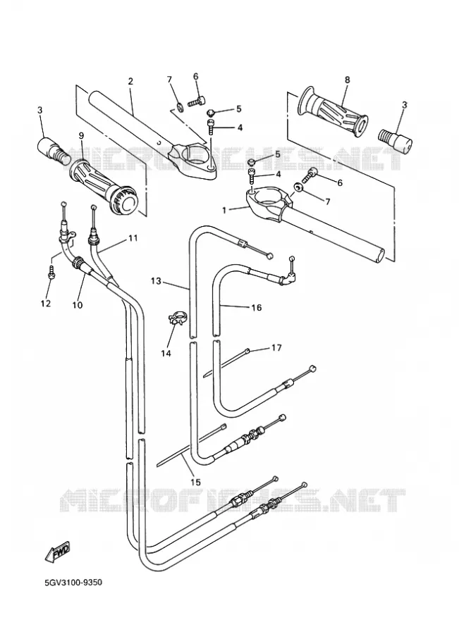 GUIDON ET CABLES Yamaha MOTO 600 2002 R6  YZF-R6